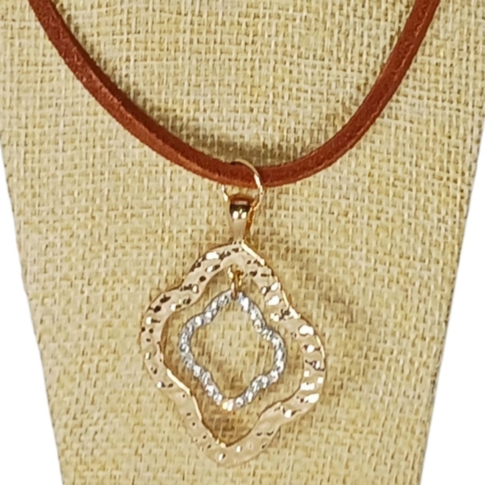 Long Leather Cord Medallion Charm Necklace Western Southwestern 90s Cowgirlcore